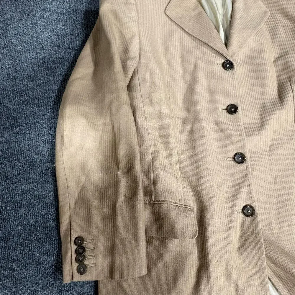 Isaia Blazer Mens IT 46 Beige Wool Elscheidt Stripe Made Italy Sport Coat Jacket